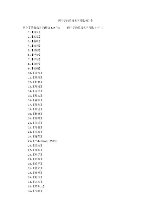 起个霸气的游戏名!两字id大全,简单又好记!