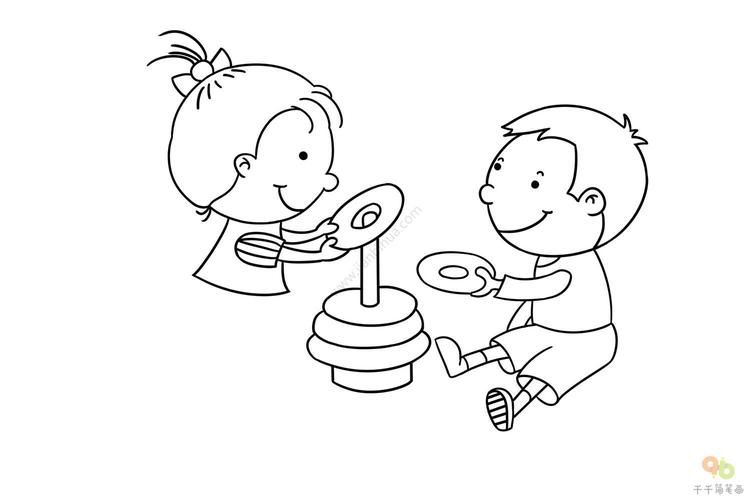 超可爱的小孩玩游戏简笔画，宝妈必备收藏！