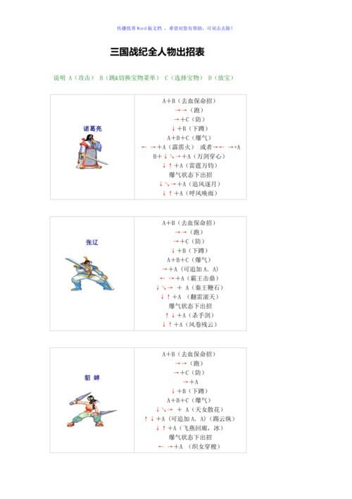 三国战记1出招表详解 轻松掌握连招技巧