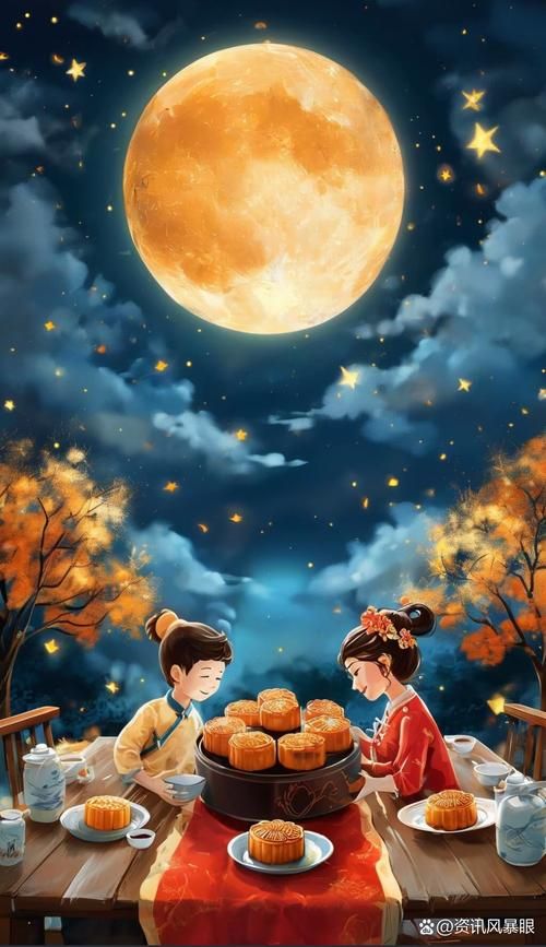 中秋节快乐手机壁纸 月圆夜温馨全家福图片集