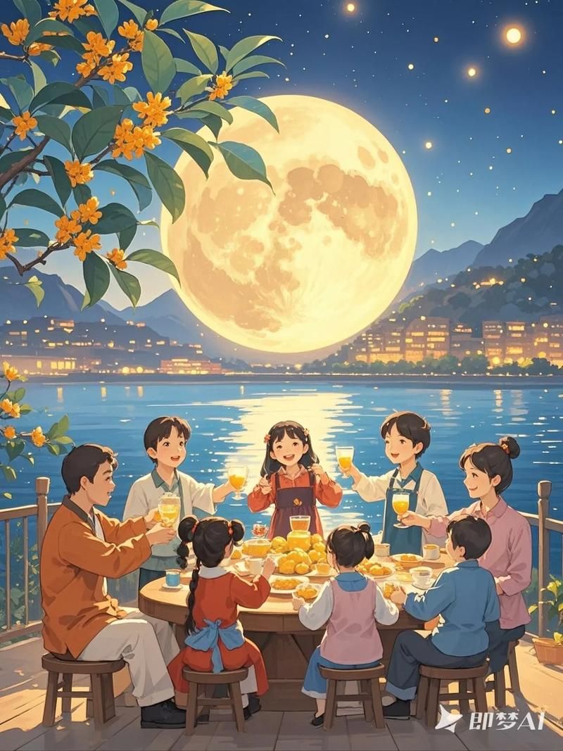 中秋节快乐手机壁纸 月圆夜温馨全家福图片集