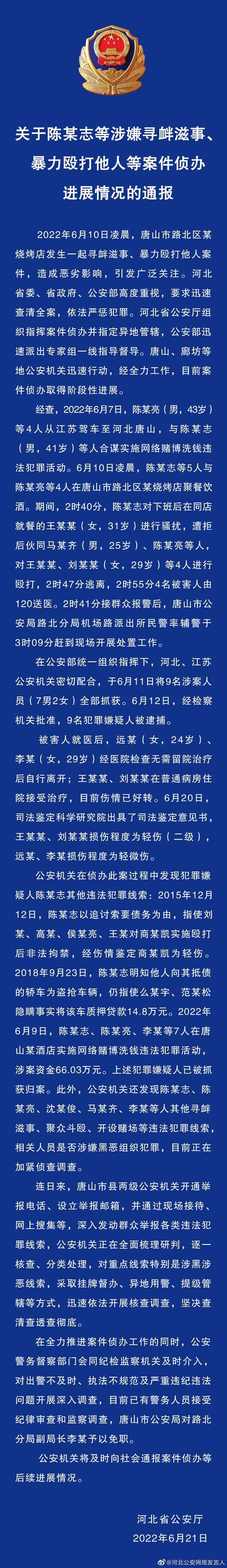 警方公布暴打细节最新进展 案件正在进一步处理中