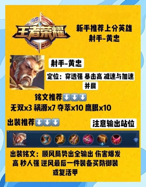 黄忠出装顺序详解 王者荣耀后期无敌射手装备