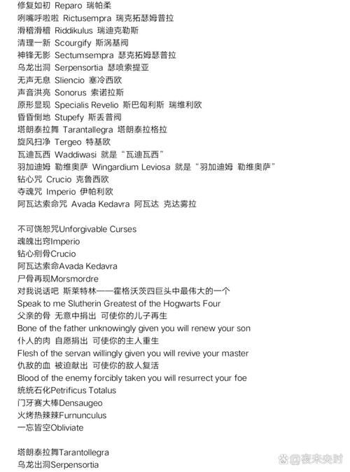 哈利波特魔咒大全 这些咒语学会了你也是魔法师