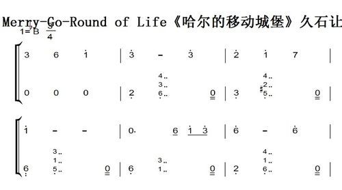 哈尔的移动城堡简谱大全 包含所有经典插曲乐谱