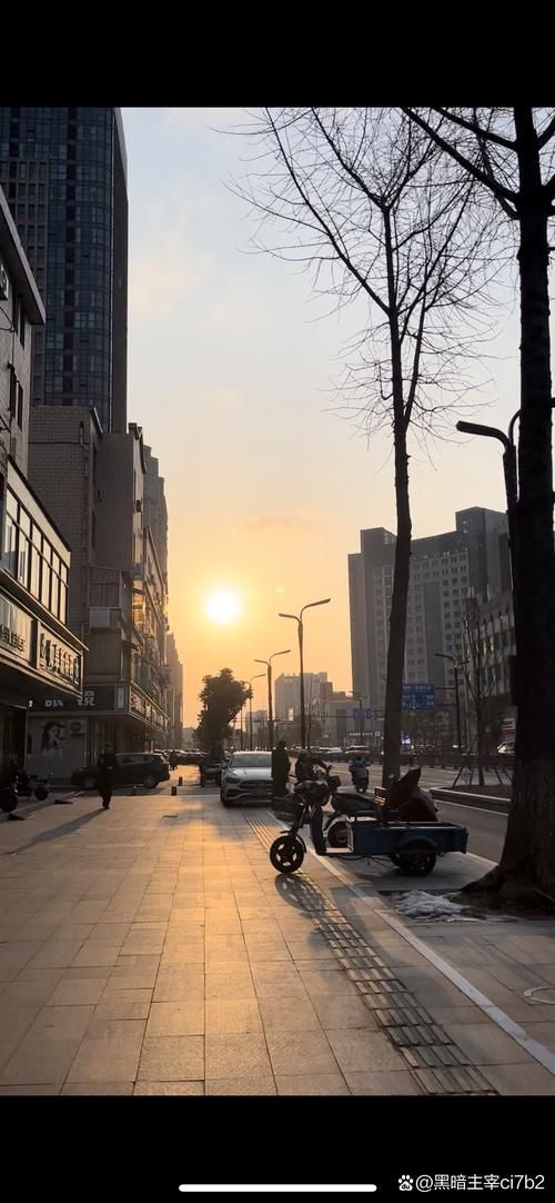 夕阳染红的街道图片下载 高清黄昏美景收藏