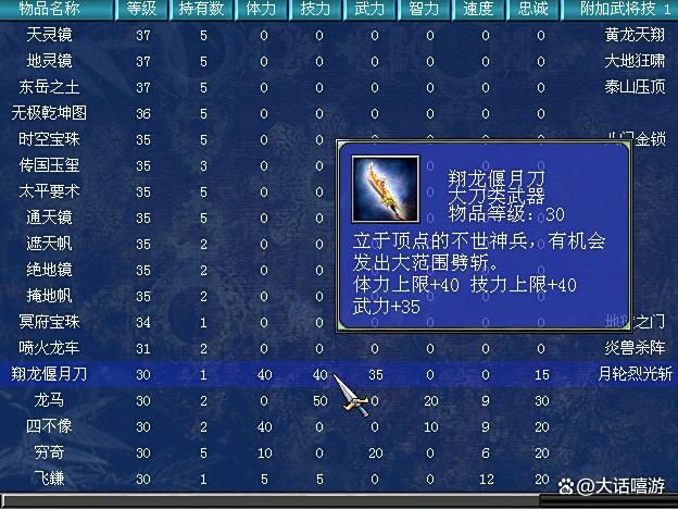 三国群英传7：立于顶点的不世神兵，翔龙偃月刀适合关羽吗？