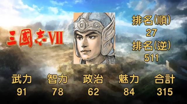 三国志武将名鉴白马银枪赵子龙，武力智力没的说，统帅好像给高了