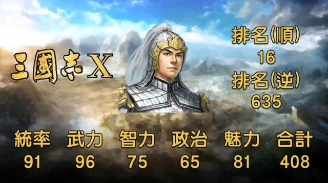 三国志武将名鉴白马银枪赵子龙，武力智力没的说，统帅好像给高了