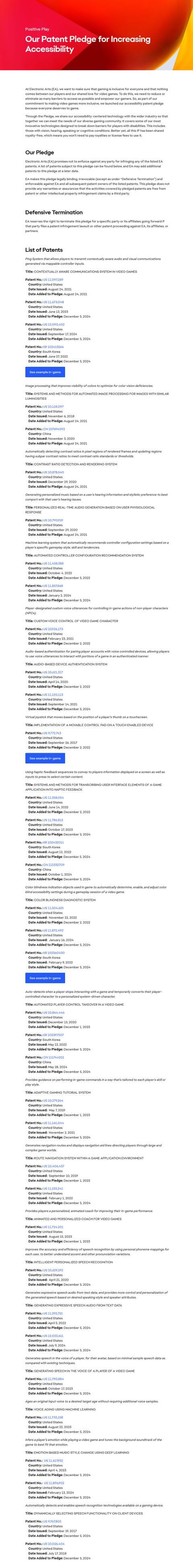 EA新增23项无障碍专利免费提供给任何工作室使用
