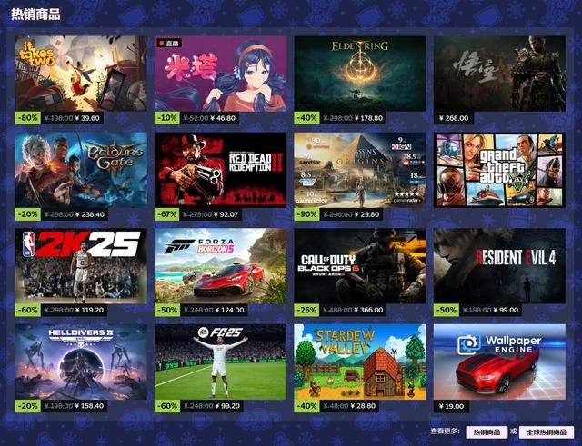 Steam冬季特卖开启 Steam游戏大奖最终投票举行