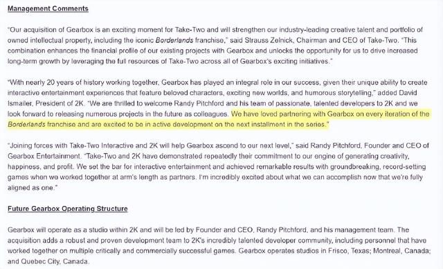 T2收购无主之地开发商 系列新作开发中！