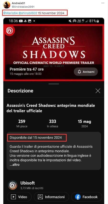 《刺客信条:影》官宣 首支预告片将于5月16日发布