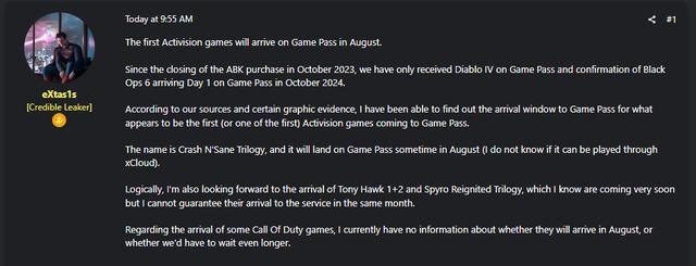 《古惑狼：疯狂三部曲》或将于8月登录XGP