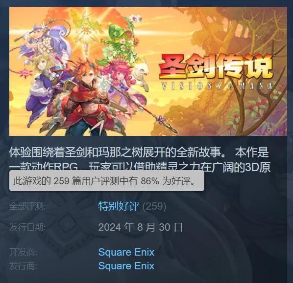 《圣剑传说》新作M站用户评分8.9分!制作人发文致谢