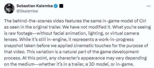 《巫师4》总监：希里模型未修改 角色外观可能因呈现媒介而有不同