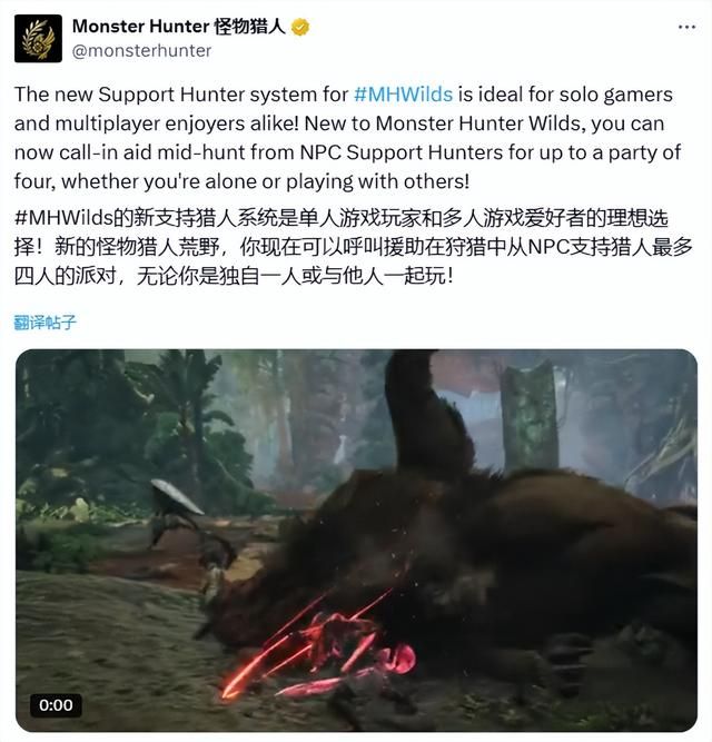 《怪物猎人：荒野》NPC猎人经过慎重平衡 不会抢戏