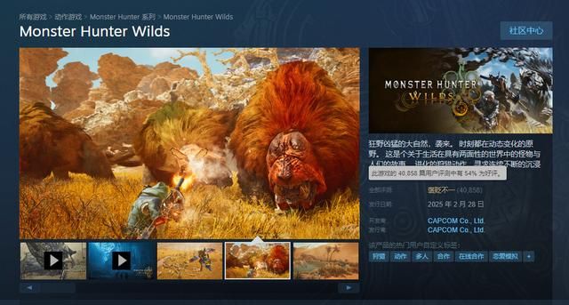 《怪物猎人：荒野》在线人数破138万 成Steam历史最高在线第五位！