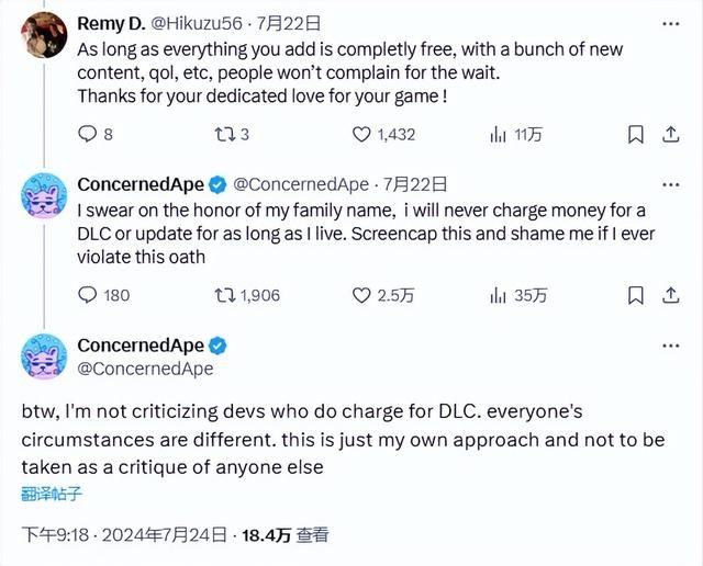 《星露谷》作者：承诺更新免费并不是在批评DLC收费