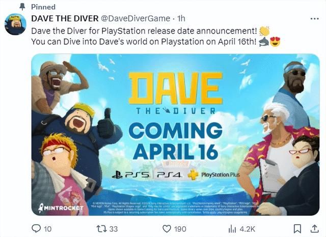 《潜水员戴夫》4月16日登陆PS 首日加入PS+