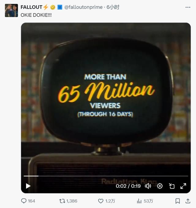 《辐射》真人剧大成功：首播16天内吸引了6500万观众