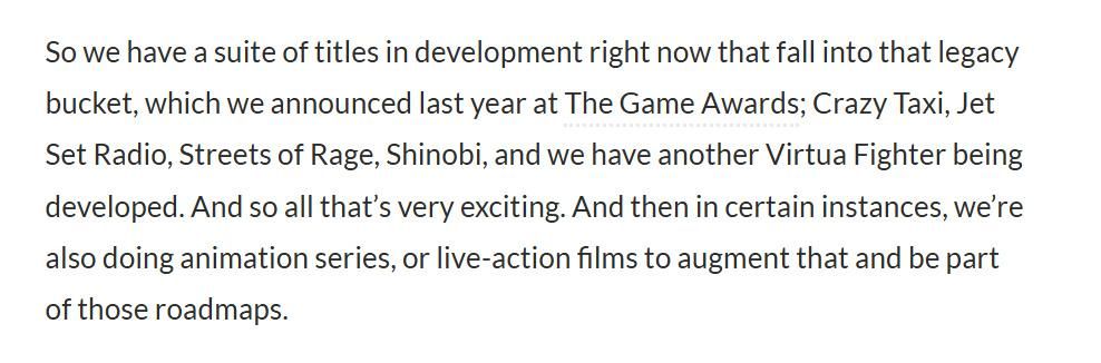 世嘉确认《VR战士》新作开发中