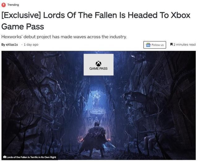 传《堕落之主》会在五月最后一周登陆XGP