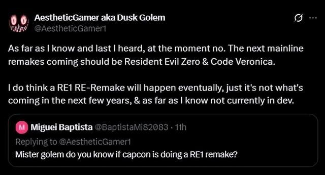 卡普空传无意重制《生化1》 优先考虑《圣女密码》《0》