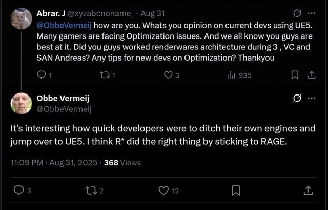 大量厂商改用虚幻5引擎 前R星开发者：不要盲目跟风！