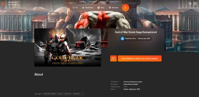 希腊《战神》复刻版上架海外零售商