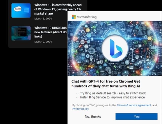 微软又出推广GPT-4骚操作！误触就强制浏览器使用bing