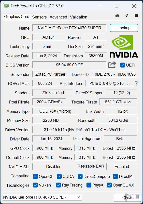 索泰RTX 4070 SUPER X-GAMING OC欧泊白显卡评测