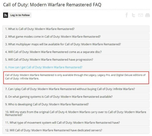Activision:《现代战争复刻版》不会单独销售