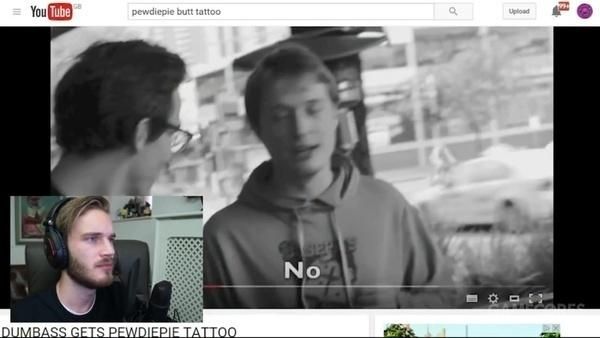 有人在屁股上纹了个PewDiePie的LOGO